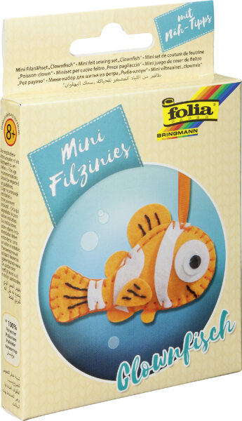 folia Mini Filz-Nähset "Filzinies", 12-teilig, Clownfisch