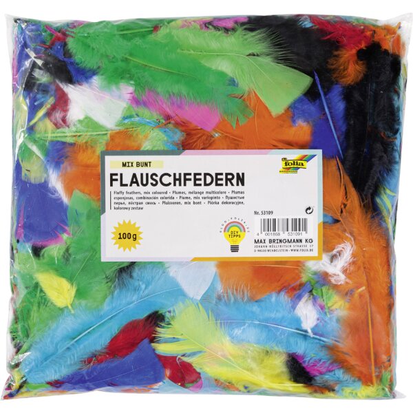 folia Flauschfedern, 100 g, Pastellfarben