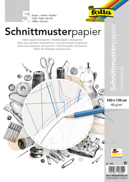 folia Schnittmusterpapier, 100 x 150 cm, transparent