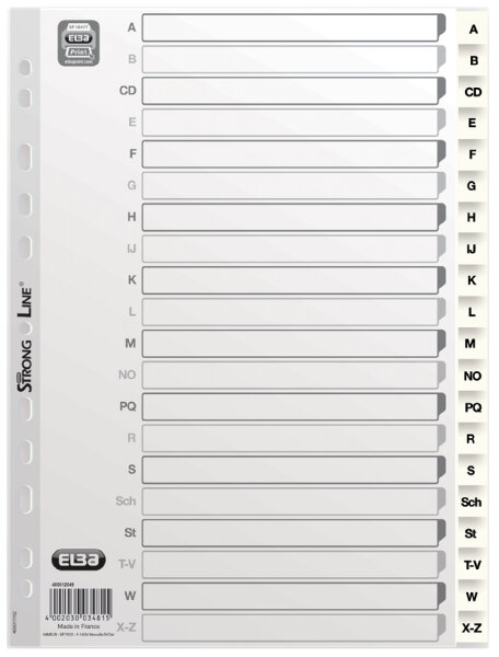Oxford Kunststoff-Register, A-Z, DIN A4, weiss, 20-teilig