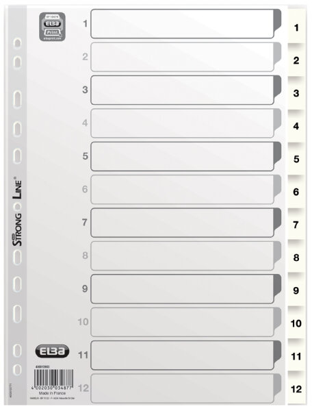 Oxford Kunststoff-Register, Zahlen, DIN A4, weiss, 5-teilig