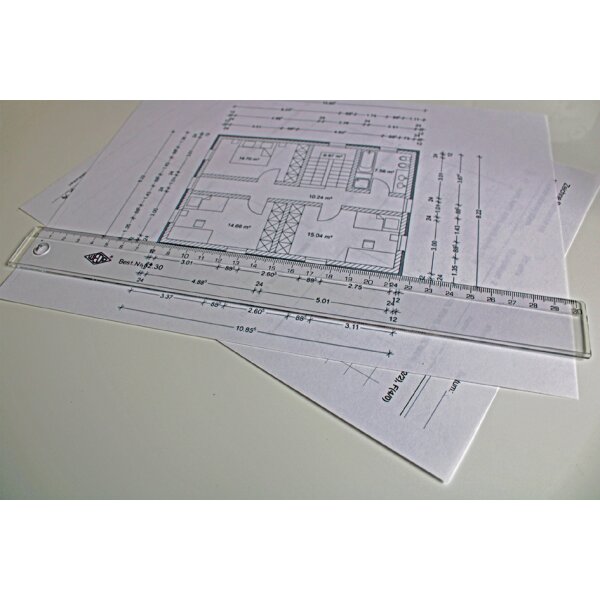 WEDO Règle plate, 300 mm, en plastique, transparente
