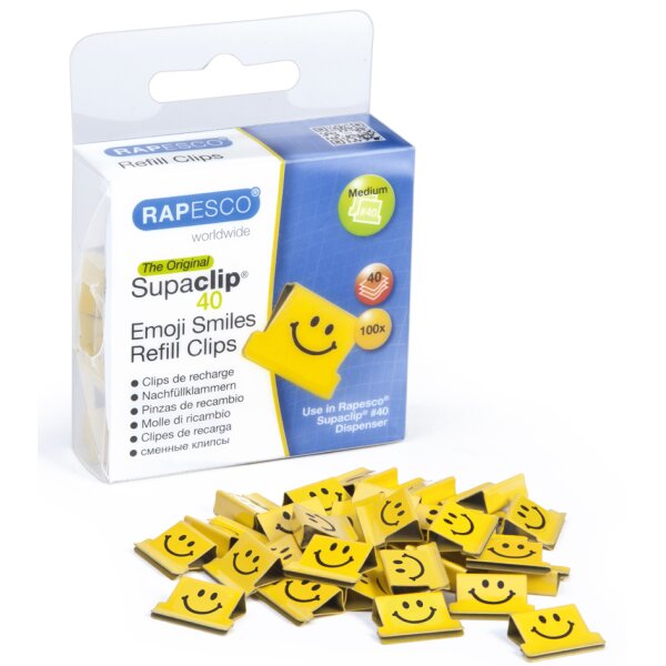 RAPESCO Dokumentenclips Supaclip 40, gelb, Smile-Motiv