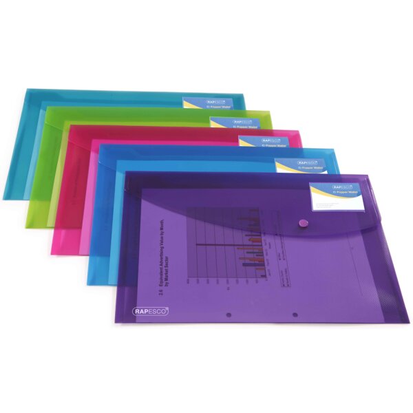 RAPESCO Dokumententasche, DIN A4+, PP, farbig sortiert