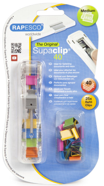 RAPESCO Pince distributrice de clips Supaclip 40, colorés