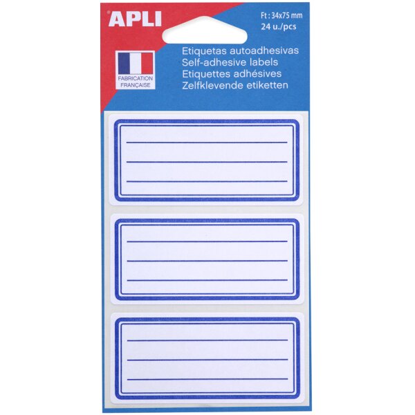 APLI Buchetiketten, rot blau, 36 x 56 mm, liniert