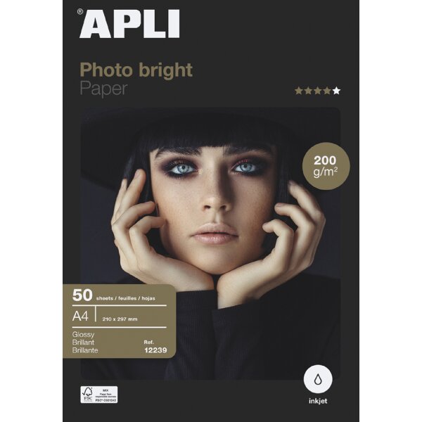 APLI Foto-Papier bright, DIN A4, 240 g qm, hochglänzend