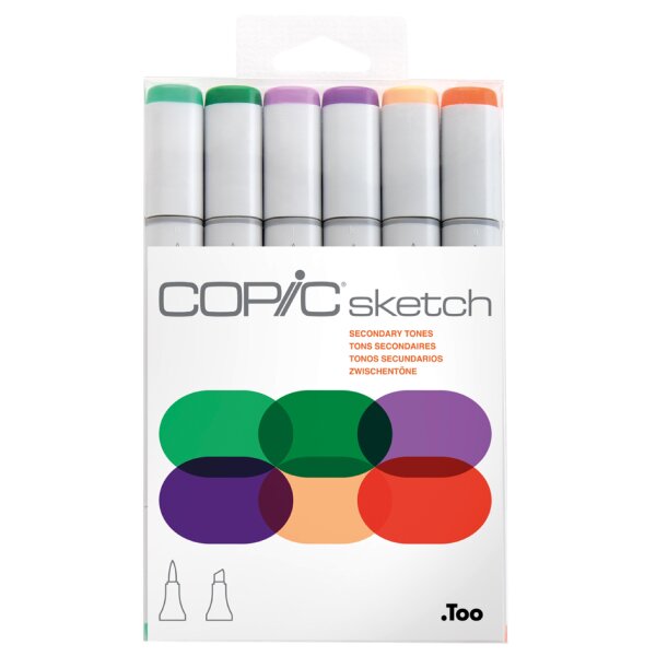 COPIC Marker sketch, 6er Set "Secondary Tones"