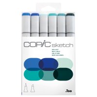 COPIC Marqueur sketch, kit de 6 Sea & Sky