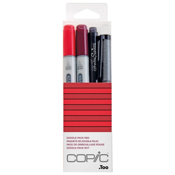 COPIC Marqueur ciao, kit de 4 Doodle Pack Red