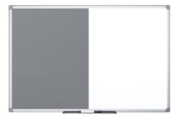 Bi-Office Tableau mixte, tableau blanc / feutre, gris