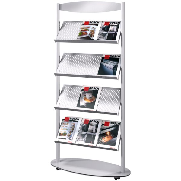 kerkmann Etagère à prospectus Sirius, 12 x A4, gris argent