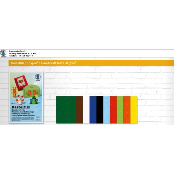 URSUS Bastelfilz 20x30cm 4170013 dunkelgelb,150g 10 Stück