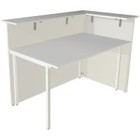 kerkmann Comptoir daccueil, 2 côtés droits, blanc/verre