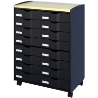 PAPERFLOW Desserte, 8 tiroirs, noir / hêtre