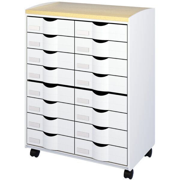 PAPERFLOW Rollwagen, 8 Schübe grau buche
