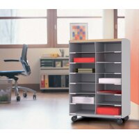 PAPERFLOW Rollwagen, 9 Fächer, grau buche