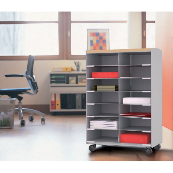 PAPERFLOW Rollwagen, 2 Fächer, schwarz buche