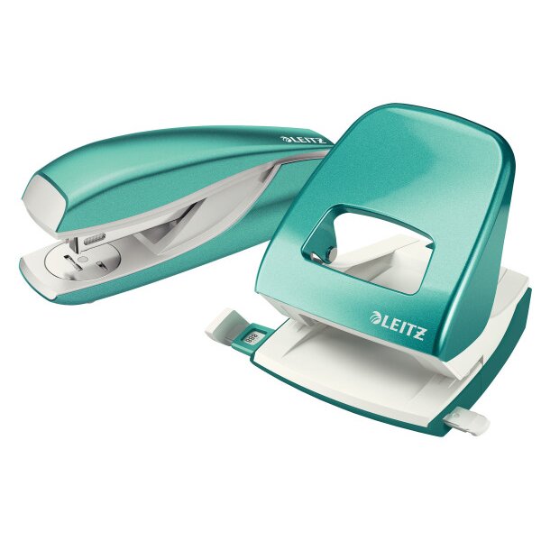 LEITZ Perforateur/Agrafeuse WOW 5095-10-51 bleu glacier, Bundle 30 flls.