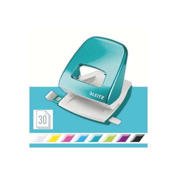 LEITZ Perforateur/Agrafeuse WOW 5095-10-51 bleu glacier, Bundle 30 flls.