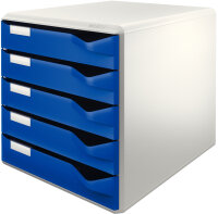 LEITZ Schubladenbox Post-Set, 5 Schübe, lichtgrau blau
