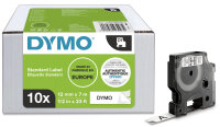 DYMO D1 Schriftbandkassette schwarz weiss, 12 mm x 7 m, 10er