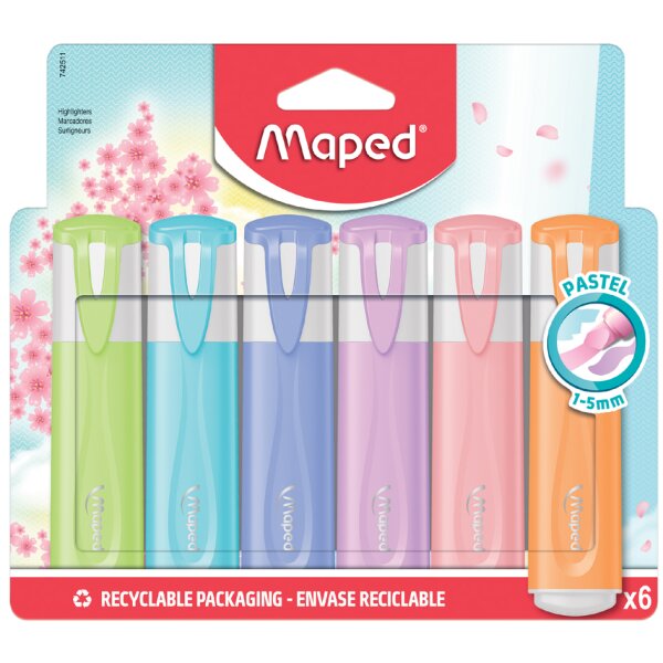 Maped Surligneur FLUOPEPS PASTEL, blister de 6