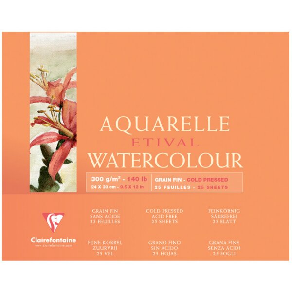 Clairefontaine Künstlerblock Aquarelle ETIVAL, 180 x 240 mm