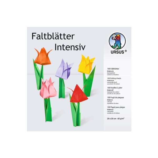 URSUS Faltblätter Origami 20×20cm 2835199 10 Farben ass. 100 Blatt