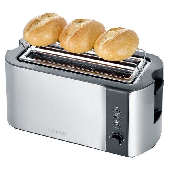 SEVERIN 4-Scheiben-Toaster AT 2590, Edelstahl schwarz
