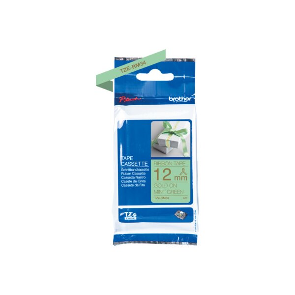 PTOUCH Ruban vert men./or TZE-RM34 Équipements Tze 12-36mm