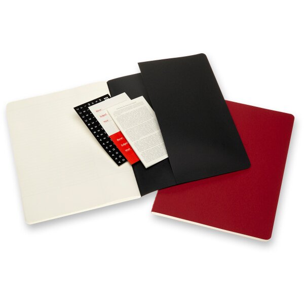 MOLESKINE Notizheft Karton A4 602503 liniert,BK/cranb.,120S. 2 Stk.