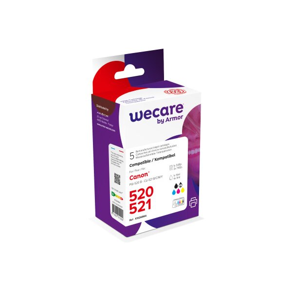 WECARE Multi rebuilt 520/521 BKCMY CLI-521PACKWE p.Canon PIXMA MP 980 19/4x9ml