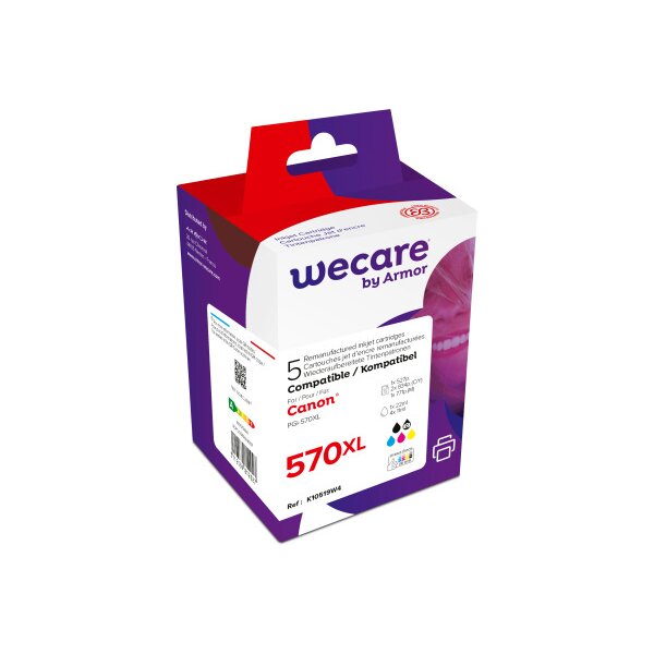 WECARE Multipack rebuilt XL BKCMY PGCL570/1 zu Canon PIXMA MG5750 22/11ml
