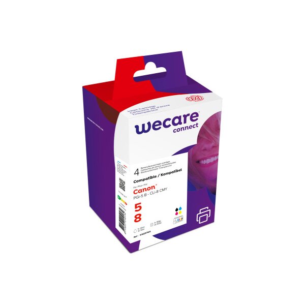 WECARE Multipack rebuilt BKCMY PGI5/CLI8WE p.Canon PIXMA iP5200 26/3x13ml