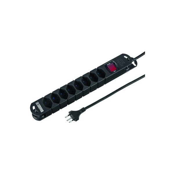 STEFFEN Bloc multiprise 3m 20 201138 S noir, T13 8 connecteurs