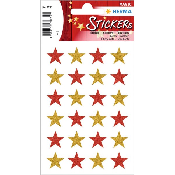 HERMA Autocollants de Noel MAGIC étoiles argent, pailletté