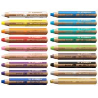 STABILO Crayon multi-talents woody 3 en 1, rond, vert jade