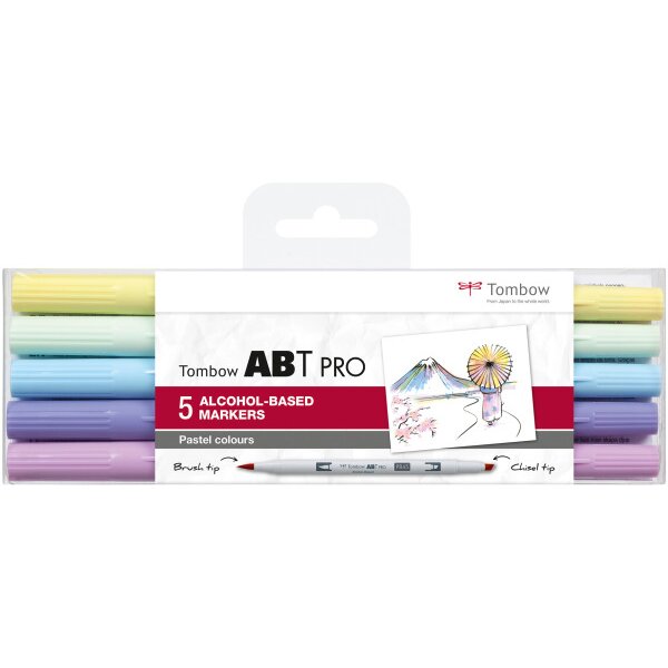 TOMBOW Dual Brush Pen ABT PRO ABTP-5P-2 Pastel Colours Set, 5 pcs.