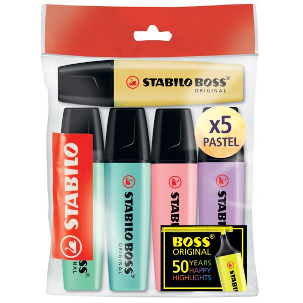 STABILO Surligneur BOSS ORIGINAL Pastel, étui en PET de 8