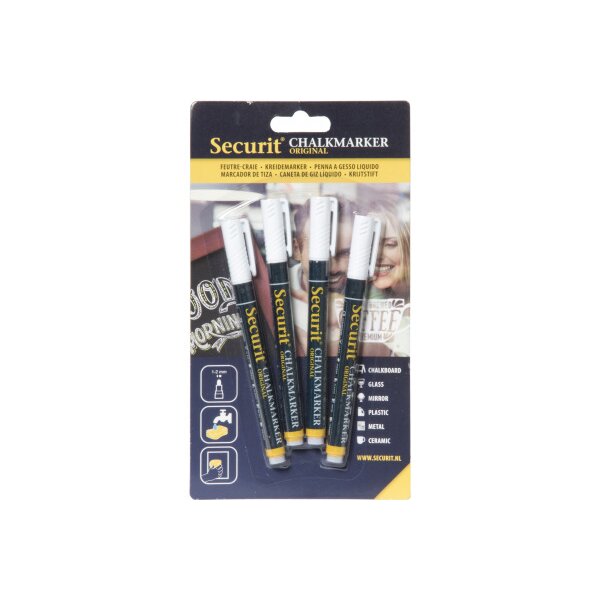 SECURIT Kreidestift 1-2mm BL-SMA100-V4-WHI weiss, 4 St&uuml;ck