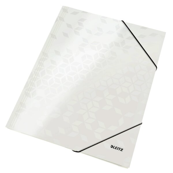 LEITZ Chemise &agrave; &eacute;lastique WOW, A4, carton, blanc perle