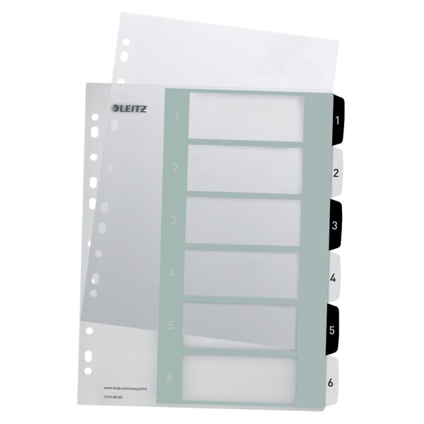 LEITZ Intercalaires en plastique WOW, num&eacute;rot&eacute;, 1-12
