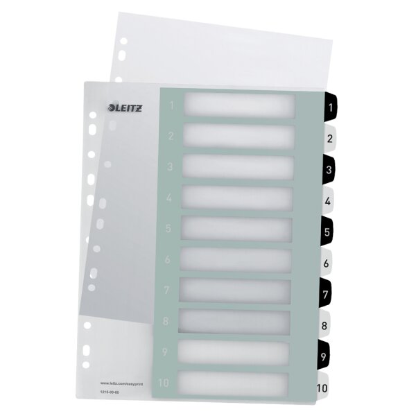 LEITZ Intercalaires en plastique WOW, num&eacute;rot&eacute;, 1-12