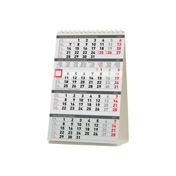BIELLA Agenda Desktop 2027 887040000027U 4M/1P Delta blanc ML 12.5x20cm