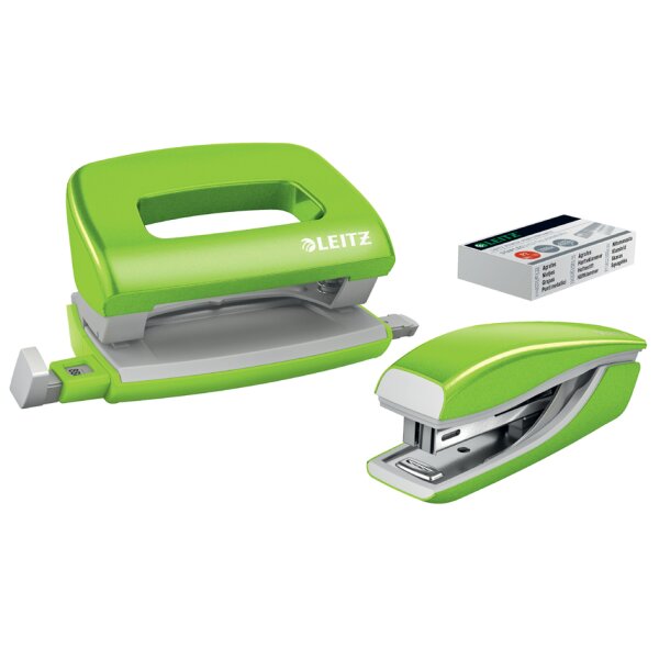 LEITZ Heftgerät- & Locher-Set Mini Nexxt WOW, gelb