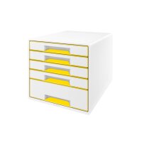 LEITZ Schubladenbox WOW Cube A4 5214-20-16 weiss/gelb, 5...