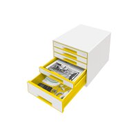 LEITZ Schubladenbox WOW Cube A4 5214-20-16 weiss/gelb, 5...