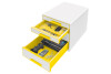LEITZ Schubladenbox WOW Cube A4 5213-20-16 weiss gelb, 4 Schubladen