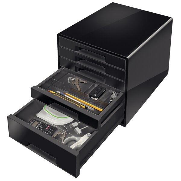 LEITZ Bloc de classement WOW CUBE, 5 tiroirs, blanc perlé/